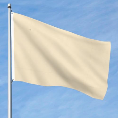 Drapeau extérieur double face beige pur en polyester résistant avec œillets - 3