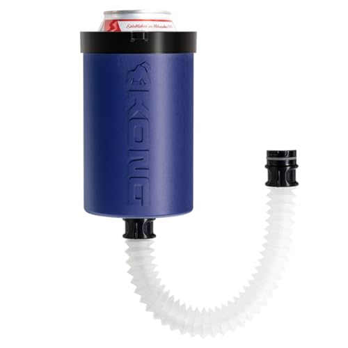 The Kong 2.0 - A Portable Can or Bottle Cooler/Cup with A Detachable Expandable Hose to Funnel Your Drink (Navy)