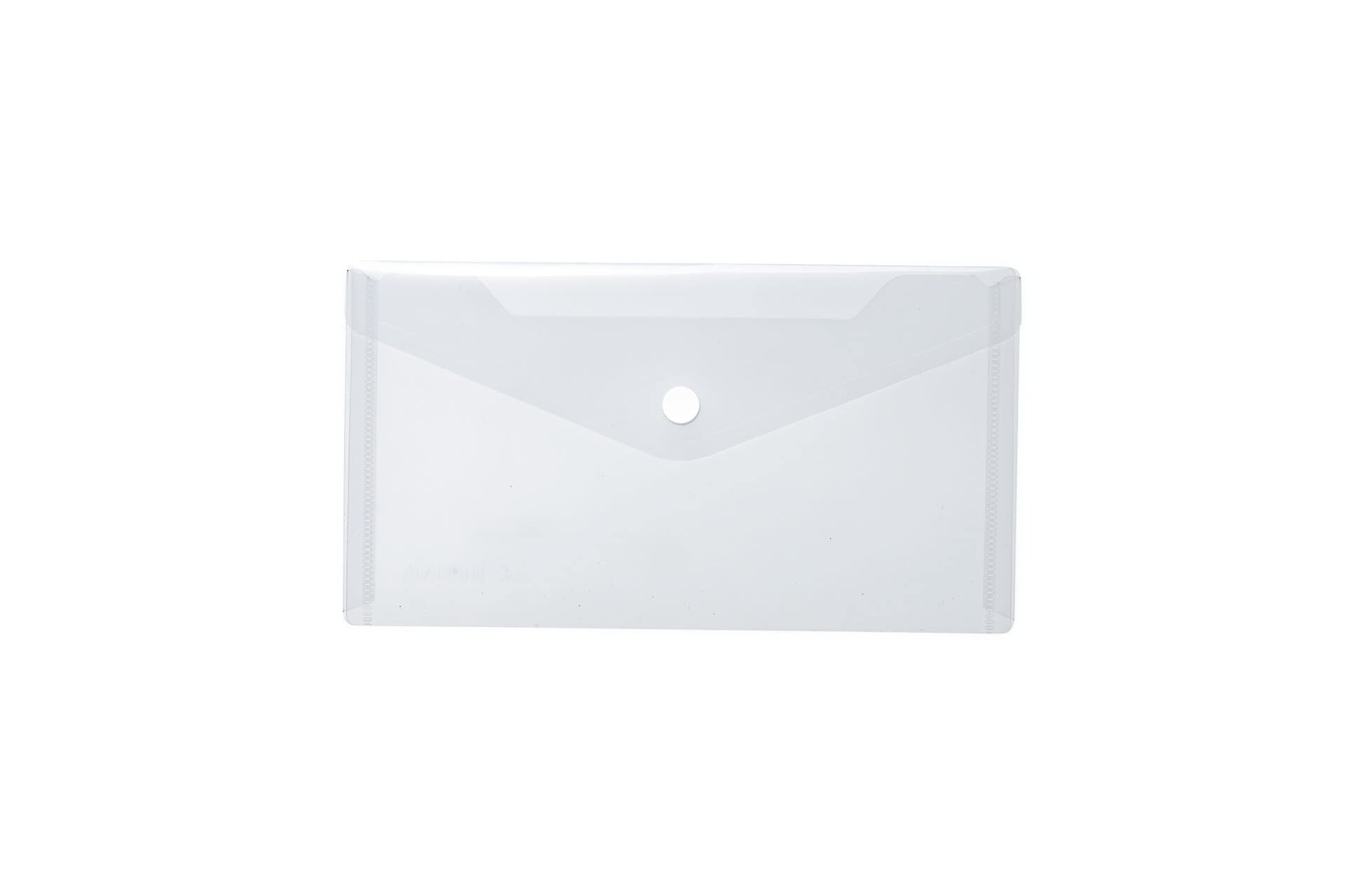 HERMA 20032 Document Wallet, DIN Long, Transparent White, Small Transparent Pockets Envelope with Press Stud, Plastic Envelope for School, University, Office, Travel