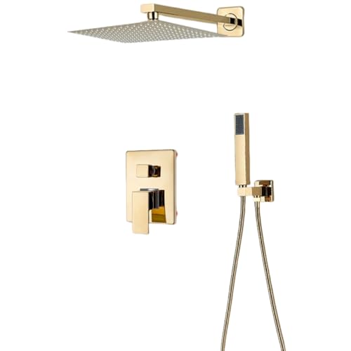 Ensemble de pluie douche gold et robinet mitigeur encastrable