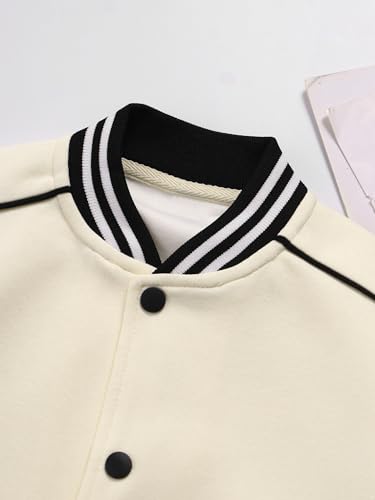 JEATHA Kids Girls Varsity Bomber Jacket Lightweight Button-Down Coat Long Sleeve Baseball Sweatshirts4