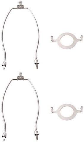 Lamp harp,Lamp Harp 8 inch,lamp shade holder and E26 Lamp Socket UNO Fitter lamp shade Adapter Converter Finial Set, 8 inch Tall 1-7/16" I.D.,Polished Nickel Detachable Parts (2pack)