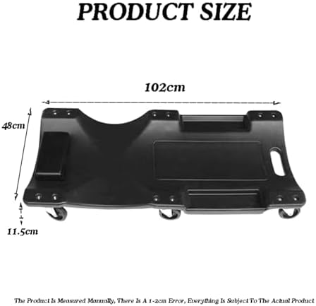 Heavy-Duty Rolling Garage Creeper with Padded Headrest, Dual Tool Trays & 6 Swivel Casters, Ideal for Mechanics, Auto Repair Shops & Workshops (Black)