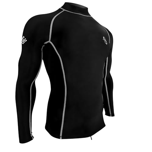 Unisex Thermal Swim Shirt for Men & Women Cold Water Rash Guard, Fleece Lining UPF50