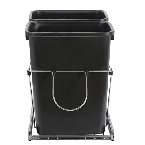 Double 35-Quart Sliding Pull Out Waste Bin Container, Kitchen Trash Can Under Cabinet Trash For Home Base Kitchen Cabinet - 17.5 Gallons #TOP7