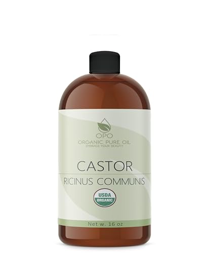 Organic Castor Oil | USDA Certified Organic, Pure and Cold Pressed, Refined, Non-GMO Hexane-Free - 16 oz - for Skin, Hair, Nails, Body, Eyelashes, Growth, Conditions, Nourishes & Hydrates