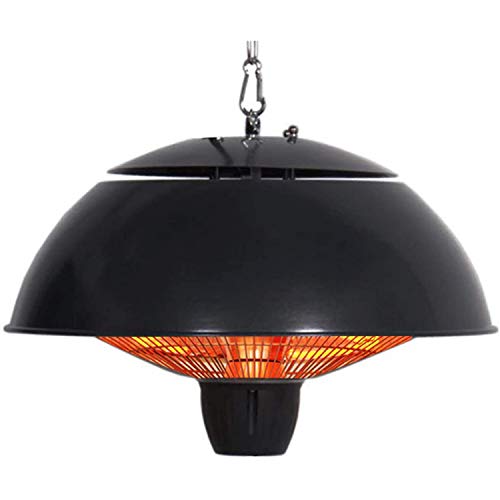 Deckenheizstrahler, Terrassen Heizstrahler, Halogenheizer (1500 W Heizleistung, 2 Halogenheizstäbe, Abdeckgitter, Edelstahl-Teleskoprohr,