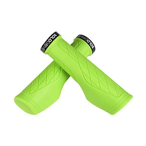 Solodrive Ergonomic Design Bike Grips, Comfortable Bicycle Handlebar Grips, Single Lock-On Mountain Bike Grips, Non-Slip Handle Grips, Fit Mtb, E-Bike, Hybrid, Scooter (Green) #TOP6