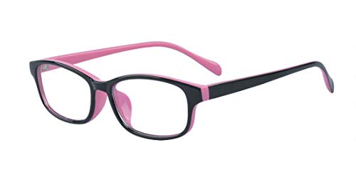 Outray Children Kids Teens Blue Light Filter Computer Glasses for Blocking Anti Eye Eyestrain Transparent Lens Black Pink Frame