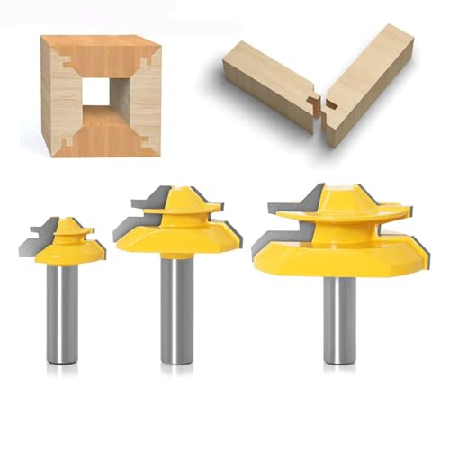 ALUYEH Router bit, 45 Degree Lock Miter Router Bit Set , 1/2