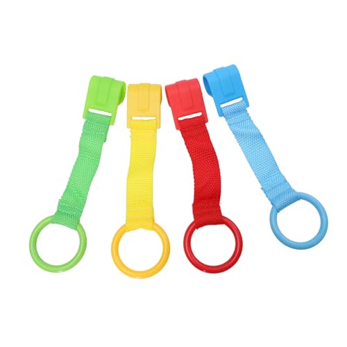 CHILDWEET 4個 ベビープルリング 素材 使用簡単 ベビーベッド用立ち上がり補助リング 幼児の歩行学習と遊びに