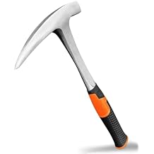 Rock Pick Hammer-31oz Geology Hammer with Ergonomic Handle Stone Mason Hammer, Block Masonry Hammer with Pointed Tip & Shock Reduction Handle,Brick Tools, Masonry Tools