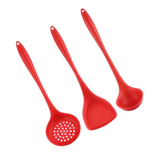 TOGEVAL Juego de Utensilios de Cocina de Silicona Antiescaldaduras Kit Antideslizante Espátula Cuchara y Colador Resistentes al Calor Apto para Uso Diario Cocinas Modernas