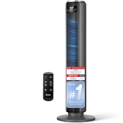 Levoit Leiser Ventilator mit Kühlung - Turmventilator mit Fernbedienung - Oszillierender...