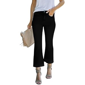 Women’s High Waisted Crop Flare Jeans for Women Cropped Bell Bottom Jeans for Women Denim Pants with Live Hem