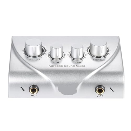 Mezclador de audio Máquina mezcladora de sonido Karaoke Echo, sistema mezclador de eco, equipo de DJ, mezclador de Karaoke, sonido de Audio Digital(Silver)