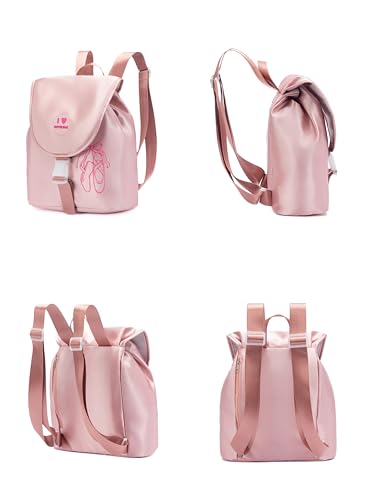 Image of Girls Ballet Backpack - Customized Dance Backpack by Velcro Badge,15Liter Capacity for Teen GIrls(Powder Pink)