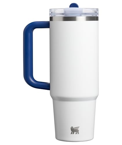 Image of STANLEY Quencher ProTour Flip Straw Tumbler with Leakproof Lid, 30 oz | Built-in Straw and Handle | Cup Holder Compatible for Travel | insulated Stainless Steel Cup | BPA-Free | Team White Dark Blue