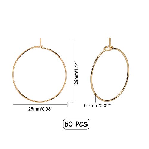 UNICRAFTALE About 50pcs 25mm Golden Wine Glass Charms Rings Stainless Steel Hoop Earring Findings 0.7mm Pin Earring Beading for Women Basketball Wives Hoop Earrings Making - Image 2