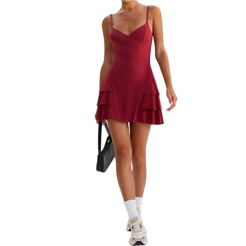Robe de tennis femme mini robe d'été sport casual avec short et poches