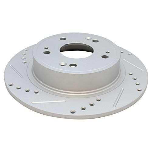 Image of TRQ Performance Rear Brake Pad and Rotor Set Ceramic Coated Drilled Slotted Rotors Compatible with 2018-2020 Honda Accord