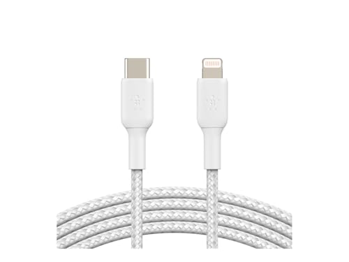 Belkin BoostCharge Nylon Braided USB C to Lightning Cable 6.6ft/2M - MFi Certified 18W Power Delivery iPhone Charger Cord - Apple Charger USB C Cable - Fast Charging for iPhone 14, iPhone 13 - White - image 3