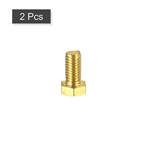 Image of uxcell Brass Hex Bolts, 3 /8-16x3 /4 2pcs Fully Thread Grade 4.8 Solid Brass Hexagon Head Bolt Machine Screws for Machinery