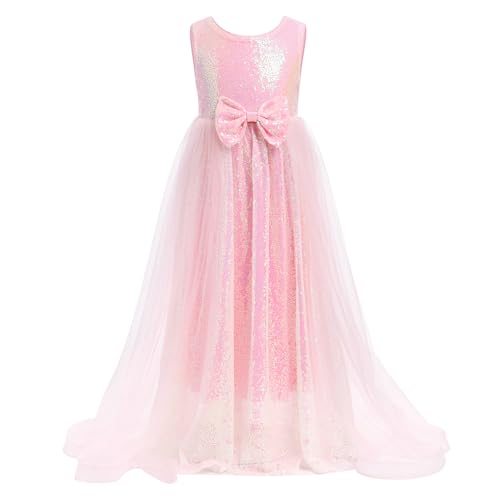 Girls Sequin Dress Sleeveless Princess Birthday Dress Graduation Wedding Party Formal Pageant Dresses for Girls