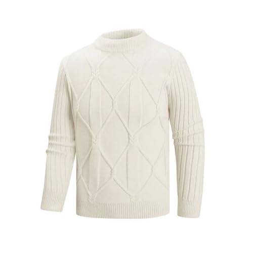 Men Slim Fit Knitted Sweater Stand Neck Solid Color Warm Knit Pullovers3