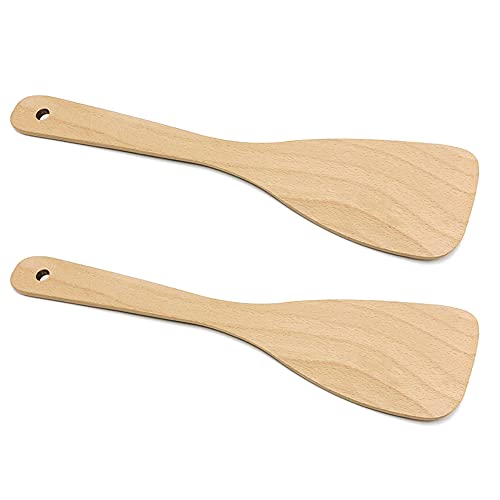 Houdao 2 Stück Pfannenwender Holz Non Stick Holzspatel Hohe Buchen Holz 33.2cm Mit langem Griff küchen utensil für Pfanne,Kochen,Rühren,Backen,Pfannen,Antihaftpfannen und Kochutensilien Cover