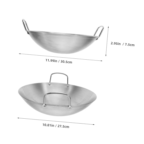 Wok de cocina grande acero inoxidable fondo redondo 28 cm miniatura 2