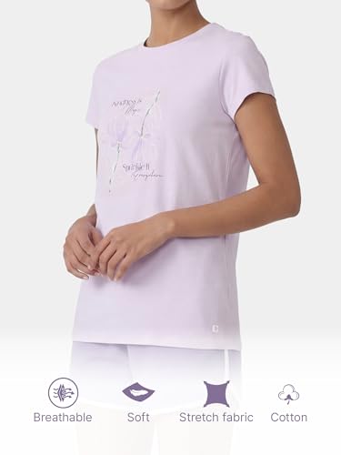 Image of Enamor Short Sleeve Crew Neck Regular Length Basic Crew T-Shirt - Slim Fit, Soft and Breathable Stretch Cotton - E147