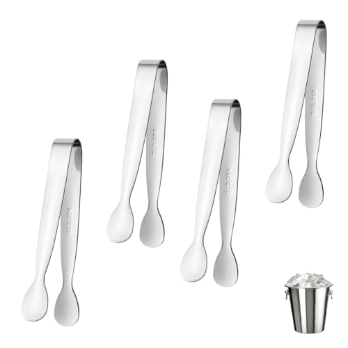 4 Stück Zuckerzange Candybar Zangen Eiswürfelzange Edelstahl Eiswürfel Eiszange Servierzange Küchenzange Zuckerwürfel Metallzange Professionelle Gebäckzange für Eiswürfel Dessert Buffet Picknick