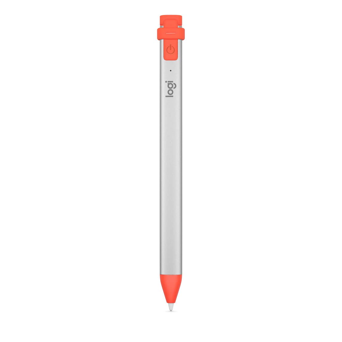 Logitech Crayon Digital Pencil for all iPads (2018 releases and later) with Apple Pencil technology, anti-roll design, and dynamic smart tip - Silver/Orange