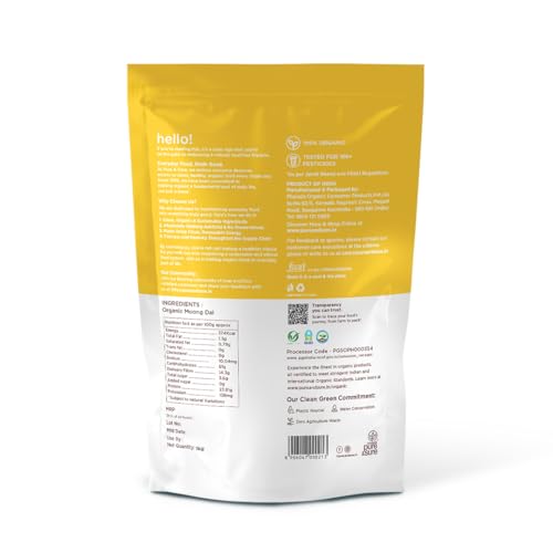Image of Pure & Sure Organic Yellow Moong Dal (Split) 1Kg | 100% Natural Mung Dal Chilka | Unpolished | Vegan, Gluten-Free, Non GMO | Chemical Free & Pesticides Free