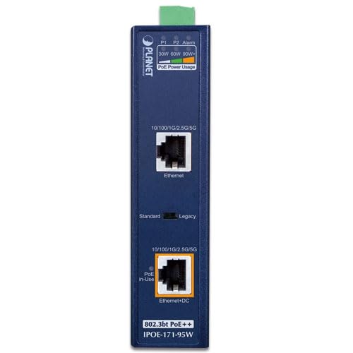 Planet IPOE-171-95W Injecteur IP30, injecteur industriel monoport multi-Gigabit 802.3bt PoE++