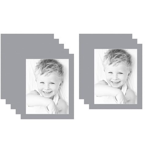 14x18 Silver/Silver Custom Mat for Picture Frame with 10x14 Opening Size (Mat Only, Frame NOT Included) - 8 Pack