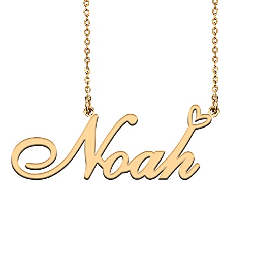 HUAN XUN Customized Nameplate Gold Necklace for Women Noah Necklaces