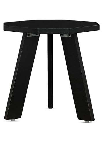 Image of SBF Furniture Wood Mini Hexagonal Side Table, 30 cm, Matte Finish, Modern Minimalist Design, 3 Angled Legs (Wenge Black.)