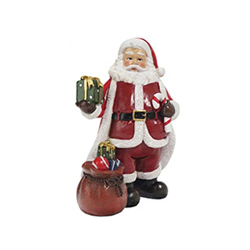 Rudiaoa Weihnachtsmann-Figuren mit Geschenken, kleine Harz-Skulptur für drinnen und draußen, Weihnachtsdekoration, Heimdekoration