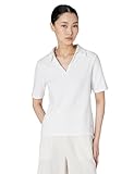 Calvin Klein Women's Johnny Collar Half Sleeve Top Bright White