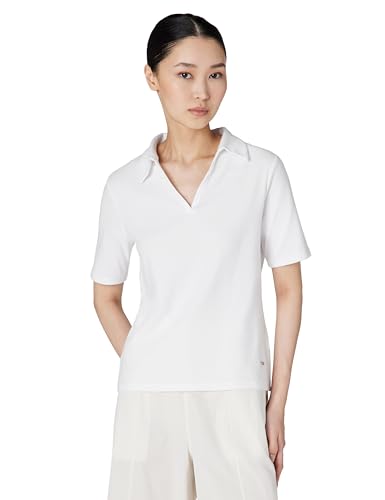 Calvin Klein Women's Johnny Collar Half Sleeve Top Bright White