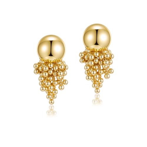 Statement Gold Ball Earrings for Women Stainless Steel Posts Gold Chunky Earrings for Women Super Big 2.7” x 1.3”