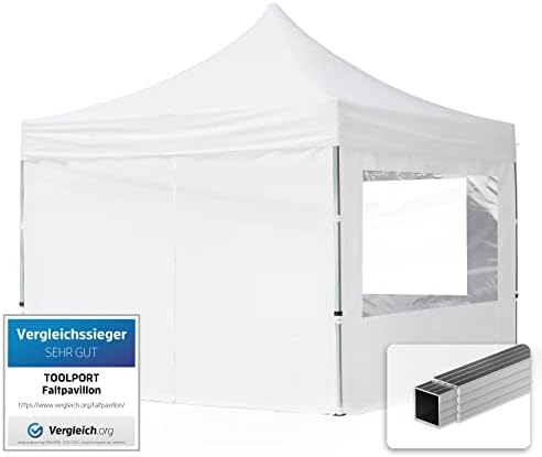 TOOLPORT Carpa plegable 3 x 3 m, 4 paneles laterales, aluminio 32...