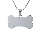 Personalized Dog Bone Charm Pendant Necklace Fashion Jewelry for Pet Lover (Custom Made Silver)