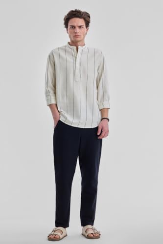 Image of SNITCH Men Casual Shirt for Smart & Everyday Wear | Regular Fit Full Sleeve Point Collar Striped Pattern | Breathable Cotton Blend Fabric for All Day Comfort