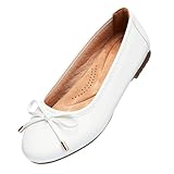 Gasfly Women's Comfortable Ballet Bow Dressy Flats Round Toe Slip On Foldable Flats Dress Work Shoes for Business Casual Office Bright White