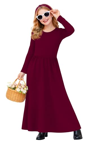 Image of Deerose Girls Maxi Dress Short Sleeve Casual Long Dresses with Pockets 5-14 Years