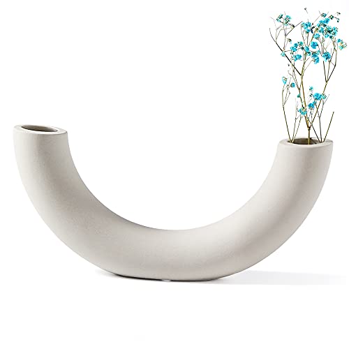 Inglenix Ceramic Vase For Home Decor, U-Shaped Style Modern Minimalist Decorative Vases For Living Room, Centerpieces, Wedding, Fit For Pampas Grass, Modern Table Shelf Home Decor, Office Décor(Ins-A) #TOP4
