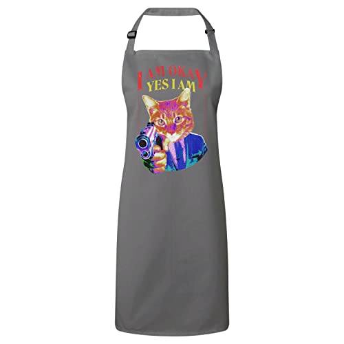 Tablier cuisine gris chat pistolet vintage idéal pour vos soirées barbecue